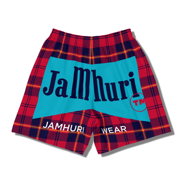 Jamhuri Maasai Tartan 7" Athletic Long Shorts - jamhuriwear.com