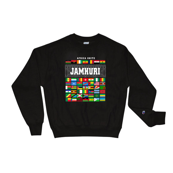 Africa Unite Flags Limited Edition Black Crewneck - jamhuriwear.com