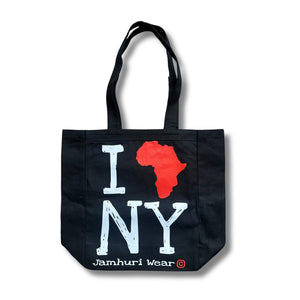 jamhuri wear black I AFRICA NEW YORK COTTON TOTE